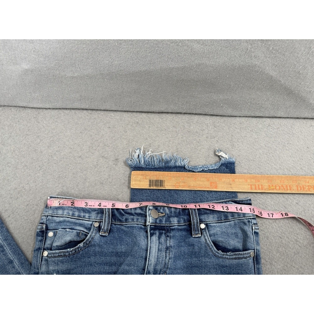 Liverpool Kennedy Straight Womens 4/27 Eco Blue Denim Cropped Frayed Hem Chic - Picture 8 of 14